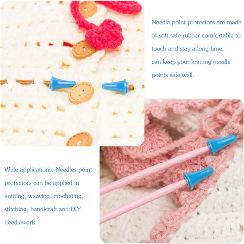 20 PCS Knitting Needles Point Protectors/Stoppers with Plastic Box, Include 10 Small & 10 Large, Knit Needle Tip Covers for Beginners Knitting Cra...