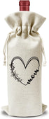 Linen Wine Bags Gift for mom, Mothers Day Drawstring Wine Bottles Bags Gift for Mama Mom Mommy from Daughter Son, 1 Pack Reusable Burlap Wine Bag ...