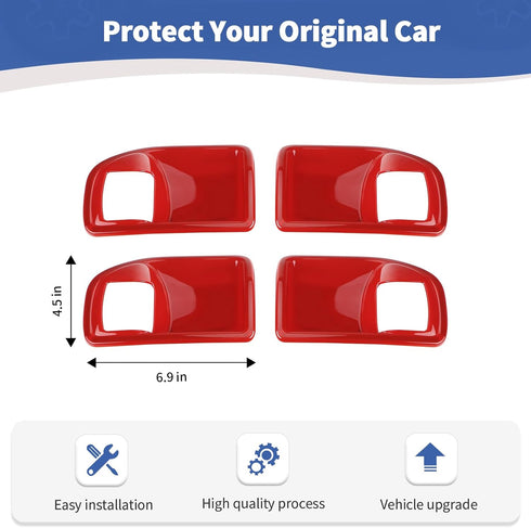 RT-TCZ for Jeep JK Inner Door Handle Cover Bowl Trim Fit for Jeep Wrangler JK JKU 2011-2017 4DR Red Interior Accessories 4pcs...