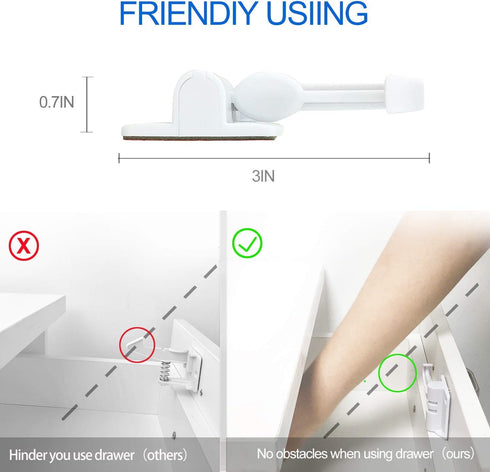 Invisible Design 5 Pack Kitchen Cabinet Locks - Child Safety Baby Cabinet Locks - No Drilling Screws for Latches and Drawers, 3M Adhesives (LJ-ZXS...