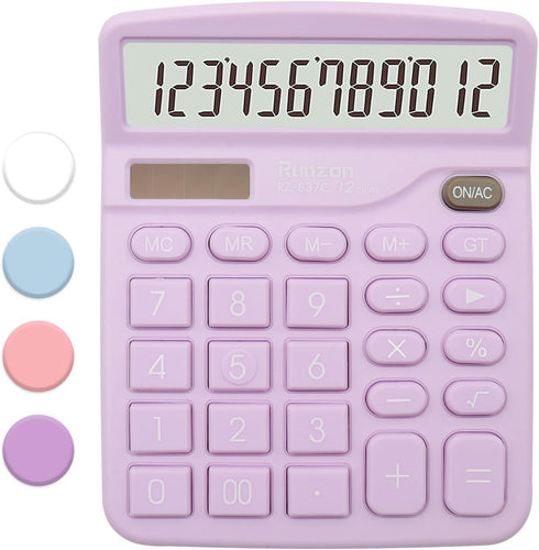 Purple Calculator, Basic Office Calculator, Desktop Calculator 12 Digit with Large LCD Display, Purple Office Supplies with Sensitive Button, Purp...