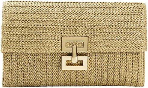 Straw Clutch Purses for Women Summer Woven Beach Bag Envelope Handbags Cell Phone Evening Purse for Wedding...