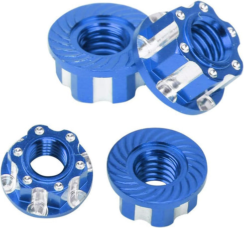 VGEBY 4pcs RC Hex Nuts, M4 Carving Hexagonal Nuts Aluminum Alloy Wheel Hex Nuts Fit for D3 D4 1/10 RC Car(Dark Blue) D4 Parts Terminal Removal Too...