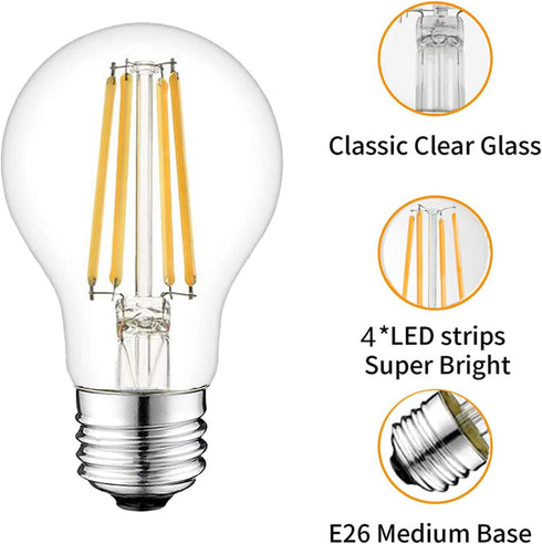 12 Volt Edison Bulb E26 12V LED Bulb Warm White 2700K 60W Equivalent, 12V 24V 36V Low Voltage Vintage Bulbs A19 12Volt LED Filament Bulbs for RV, ...