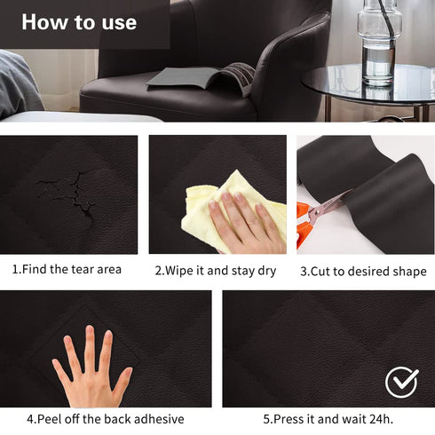 Cahomo Large Leather Repair Patch,15.7x63 inch (1 Roll) Leather Repair Tape Self-Adhesive Patches Kit for Couches Car Seats Furniture Sofa Vinyl C...