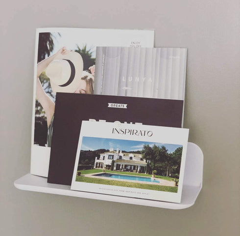 Made in USA White Stick-On Removable Adhesive Floating Wall Shelf Durable Textured ABS Injection Molded Plastic with Lipped Edges | Designed for S...