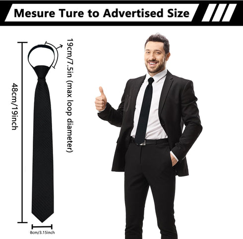 Mantieqingway Black/Red Tie Pre-tied Adjustable Zipper Neck Ties for Men, Mens Necktie for Office Graduation School Uniforms...