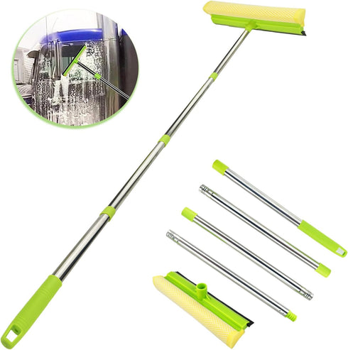 Window Squeegee for Window Cleaning, 58'' Squeegee Window Cleaner Tool 2 in 1 Car Window Cleaning Tool with Extension Pole Telescopic Window Washi...