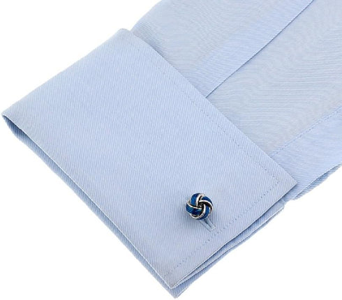 Knot Blue Pair of Cufflinks in a Presentation Gift Box & Polishing Cloth...