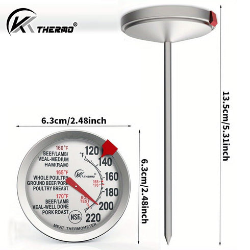 KT THERMO Meat Thermometer for Cooking - NSF certificated Instant Read Cooking Temperature Thermometer Oven Safe, Waterproof 2.5" dial, 5" Long Pr...