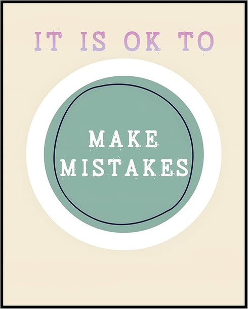 Posterizer 1 pcs-Counselor Office Affirmative Decor-it is ok to make mistakes-Motivational & Inspirational Art Decor for Home & Office- unframed w...