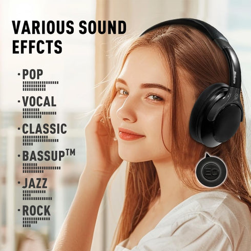 Bluetooth Headphones Over Ear 68H Playtime 6 EQ Wireless Headset with Microphone HiFi Stereo Foldable Lightweight Deep Bass for Travel Home Office...