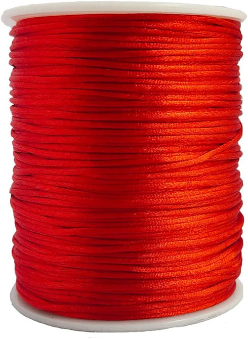 1.5 mm Nylon Satin Cord Beading Braided Thread String for Macrame Bracelets Chinese Knotting,Necklaces,Jewelry Making 109 Yards (Red)...