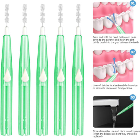 60PCS Floss Brush Adult Interdental Brush Push-Pull Type Tooth Cleaning Tool Soft Toothpick Cleaners Oral Dental Hygiene Brush Tooth Flossing Head...