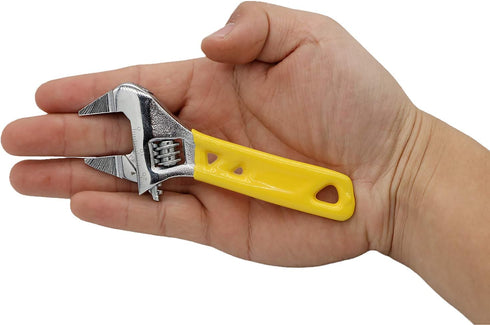 Extra Slim Jaw 4-Inch Adjustable Wrench, Silver, High Carbon Steel...