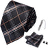 Black ties for men tie set clip Handkerchief Cufflinks...