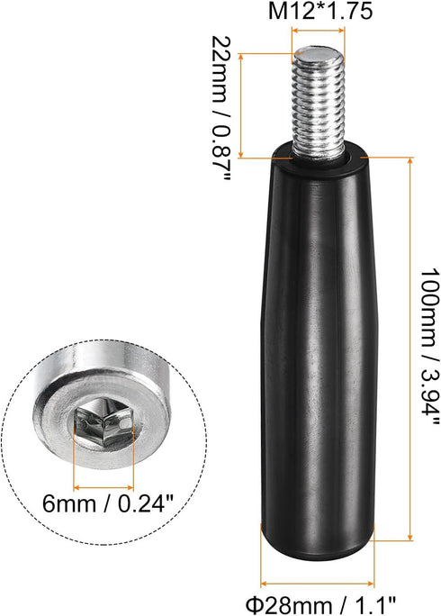 uxcell Revolving Handle Grip, 1Pcs M12x100mm(DxL) Threaded Handwheel Screw Knobs Crank Handle for Industry Lathe Milling Machine...