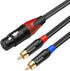 Disino Female XLR to Dual RCA Y Splitter Patch Cable,Unbalanced XLR Female to 2 RCA/Phono Plug Stereo Audio Interconnect Duplicator Lead - 3.3 Fee...