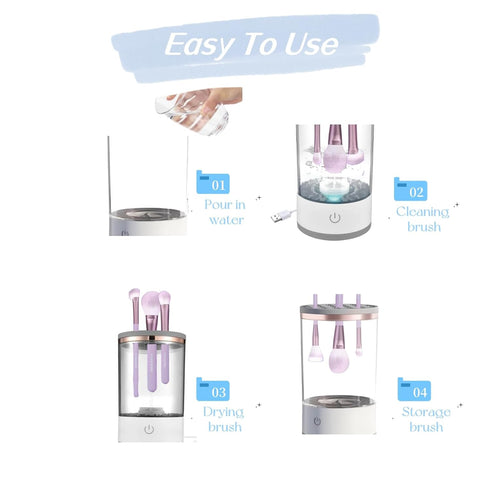 Make Up Brush Cleaner Cleanser Machine,Makeup Brush and Sponge Cleaner Machine,Automatic Makeup Brushes Wash So Quick and Easy to Use(White+Clear)...