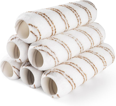 Mister Rui Paint Rollers, 6 Pack, 9 Inch Microfiber Paint Roller Covers, 10 mm Nap, Paint Rollers for Painting Walls, Paint Roller Sleeves, Painti...