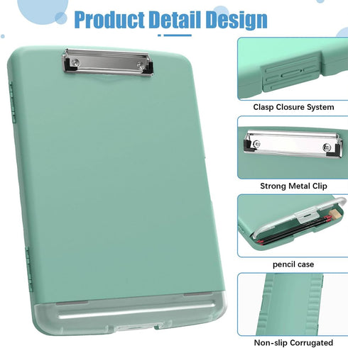 Hongri Plastic Clipboard with Storage, Folder Nursing Clipboard Side Opening, Heavy Duty Clips, Slim Clipboard Storage Box, Light Weight, Smooth W...