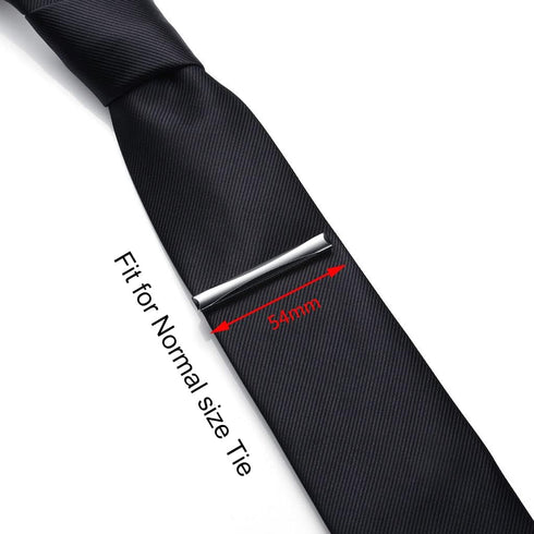 HONEY BEAR Mens Tie Clip Bar for Normal Size Steel Business Wedding Gift 5.5cm (Silver with Black)...