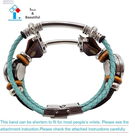 Personalized Bands for Woman,Sport Stainless Steel Band Compatible with Latest Apple Watch Series 1/2/3/4/5 38mm 40mm,Turquoise Color Ropes,Glass ...