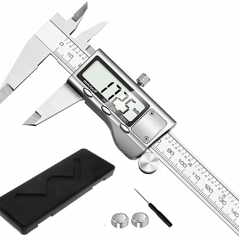 Digital Caliper, Caliper Measuring Tool with Stainless Steel, Electronic Micrometer Caliper with Large LCD Screen, Auto-Off Feature, Inch and Mill...