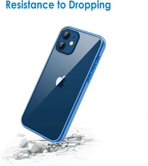JETech Case for iPhone 12 Mini 5.4-Inch, Non-Yellowing Shockproof Phone Bumper Cover, Anti-Scratch Clear Back (Blue)...