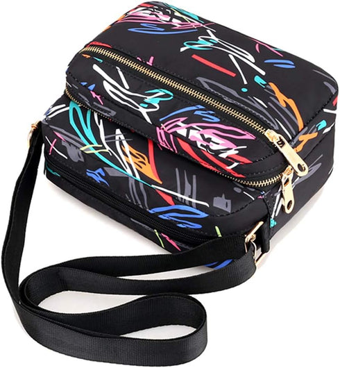 Collsants Small Nylon Purse Mini Crossbody Bag Travel Shoulder Bag Multi Zipper Pockets...