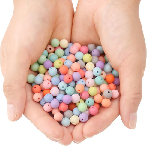 200PCs 10MM Matte Mix Colors Acrylic Round Beads, Round Acrylic Balls Gumball Beads, Bubblegum Beads Chunky Beads, Plastic Resin Beads for Necklac...