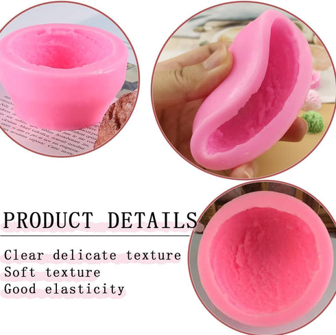 3 PCS 3D Ice Cream Ball Shape Silicone Molds Semi Sphere Mold Cookie Pastry Mold for Chocolate Pudding Dome Mousse Fondant Cake Decoration DIY Cla...