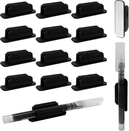 Rainmae 12 Pack Pen Holder Silicone, Adhesive Pen Holder for Desk, Single Pen Holder for Desk Accessories Teacher Supplies Bulletin Board Clipboar...