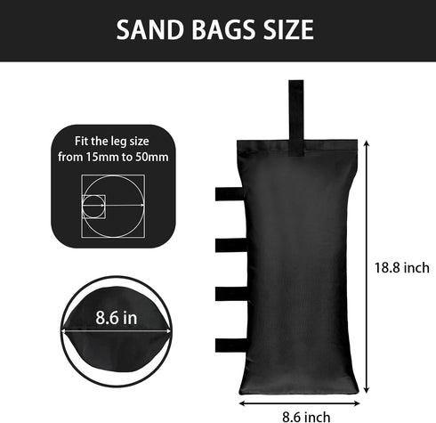Tent Weights Set of 4 Sand Bags for Canopy Legs Outdoor Instant Sun Shelter Patio 112LBS Large Heavy Duty (Black)...