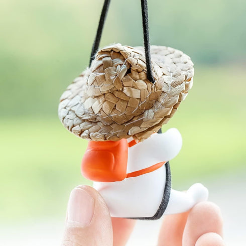 Swinging Duck Car Hanging Ornament, Cute Car Hanging Accessories for Rear View Mirror, Car Pendant Gold Necklace Sunglasses Duck Hanging Swing...