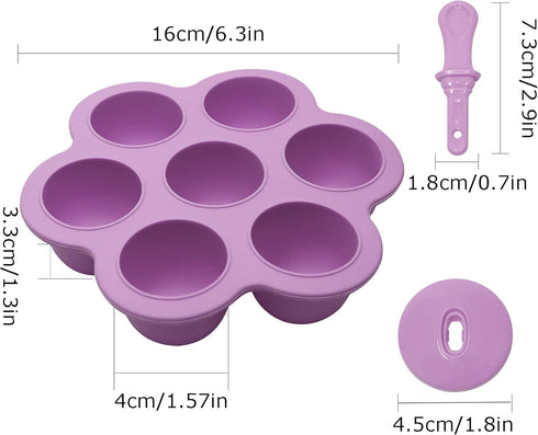 Silicone Popsicle Molds 7-cavity DIY Ice Pop Mold with Colorful Sticks For egg biting ice cream molds storage containers non stick cake molds (Pur...