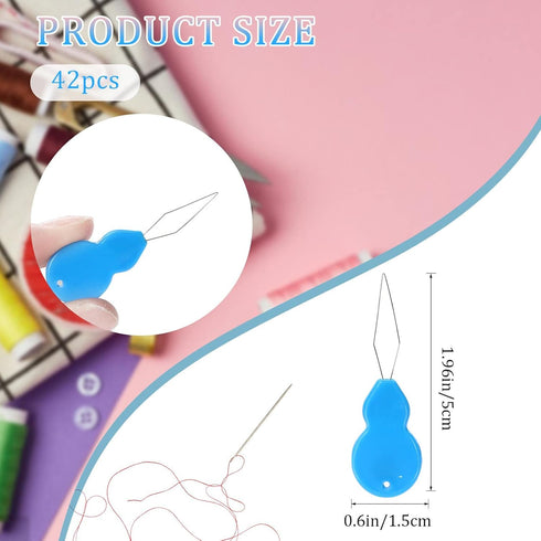 42 Pieces Plastic Needle Threaders, Gourd Shaped Wire Loop DIY Needle Threaders Hand Machine Sewing Tool Needle Threader for Sewing Crafting Knitt...