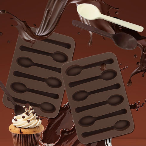 2 Pack Spoon Shaped Chocolate Molds 6 Cavities Silicone Spoon Mold Candy Making Molds DIY Specialty Bakeware Candy Cane Spoons Mold Handmade Choco...