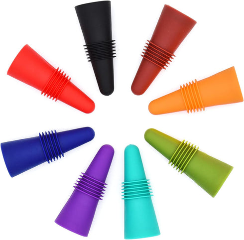 Wine Stoppers Beverage Bottle Sealer Soft Silicone Wine Bottle Stoppers Corks with Grip Top for Keeping Wine Champagne Fresh, 8 Pack...