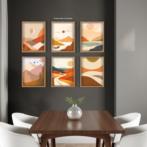 Posterizer 6 pcs-Minimalist Modern Aesthetic Mountain-Landscape & Nature Art-Abstract & Modern Art- Gift for Nature, Surfers , Beach Lovers-Decor ...
