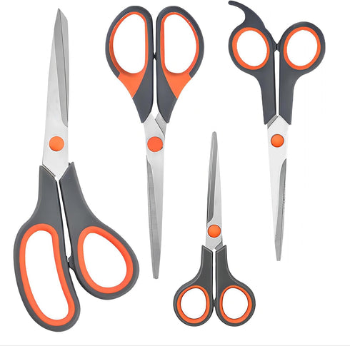 4 Pack Multipurpose Soft Grip Handle Scissors, Ultra Sharp Craft Scissors Set,All Purpose Scissors for Home Household Office Sewing School Teacher...
