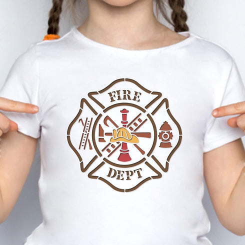 FINGERINSPIRE Fire Department Painting Stencil 11.8x11.8 inch Maltese Cross Stencil with Fire Hydrant Ladder Pattern Reusable Plastic Painting Ste...
