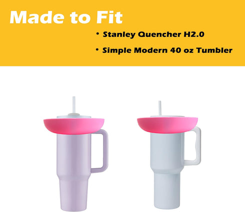 Silicone Snack Bowl for Stanley 40 oz Tumbler, Snack Tray Compatible with Stanley Tumbler H2.0, Includes Silicone Straw, 3D Stickers, Stanley Cup ...