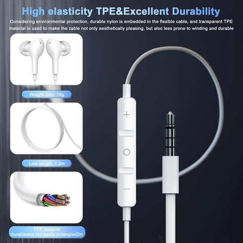 Wired Earbuds with Microphone,HiFi Stereo Wired Headphones,Wired Earphones in Ear Headphones,Earphone with Noise Isolating,Compatible with iPhone,...