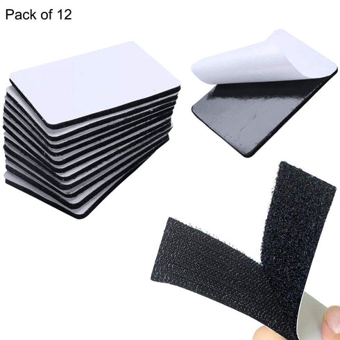 2 x 4 Inch Hook Loop Strips with Adhesive Square Hook and Loop Tape Heavy Duty Strips Sticky Back Fastener 12 Sets for Holds Picture Frame and Too...