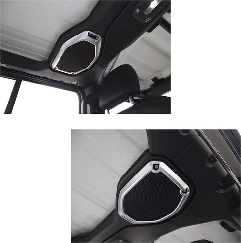 Voodonala for Jeep JL Top Speaker Audio Surround Trim for 2018 2019 Wrangler JL JLU 2020 Gladiator JT Trunk Silver...