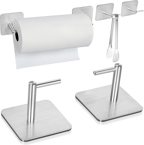 Magnetic Paper Towel Holders Heavy Duty Steel Brushed Holder with Strong Magnetic Backing - Fit for Large Paper Towels or Use as Hook - for Kitche...