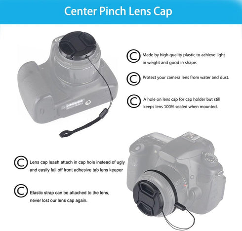 Veatree 67mm Lens Hood Set, Collapsible Rubber Lens Hood with Filter Thread + Reversible Tulip Flower Lens Hood + Center Pinch Lens Cap + Microfib...