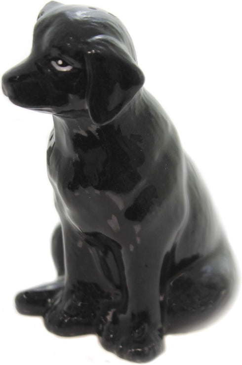 Fine Ceramic Black Labrador Dog Salt & Pepper Shakers Set, 3-3/4" H...