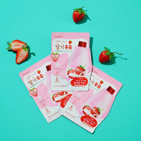 WELCOS KWAILNARA Milk Sheet Mask 10 pcs (Strawberry)...